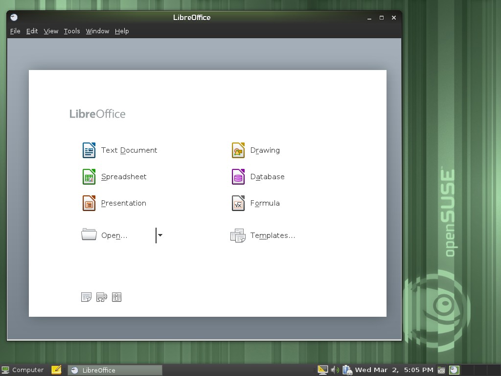 openSUSE 11.4 中的 LibreOffice 启动画面